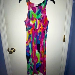 Calvin Klein colorful, flowy tie dye dress